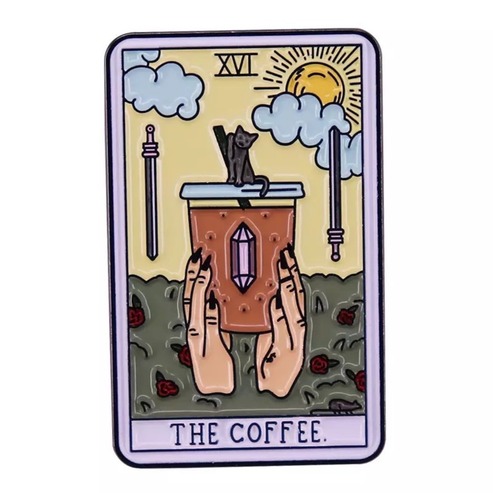 The Coffee Tarot Card Enamel Pin